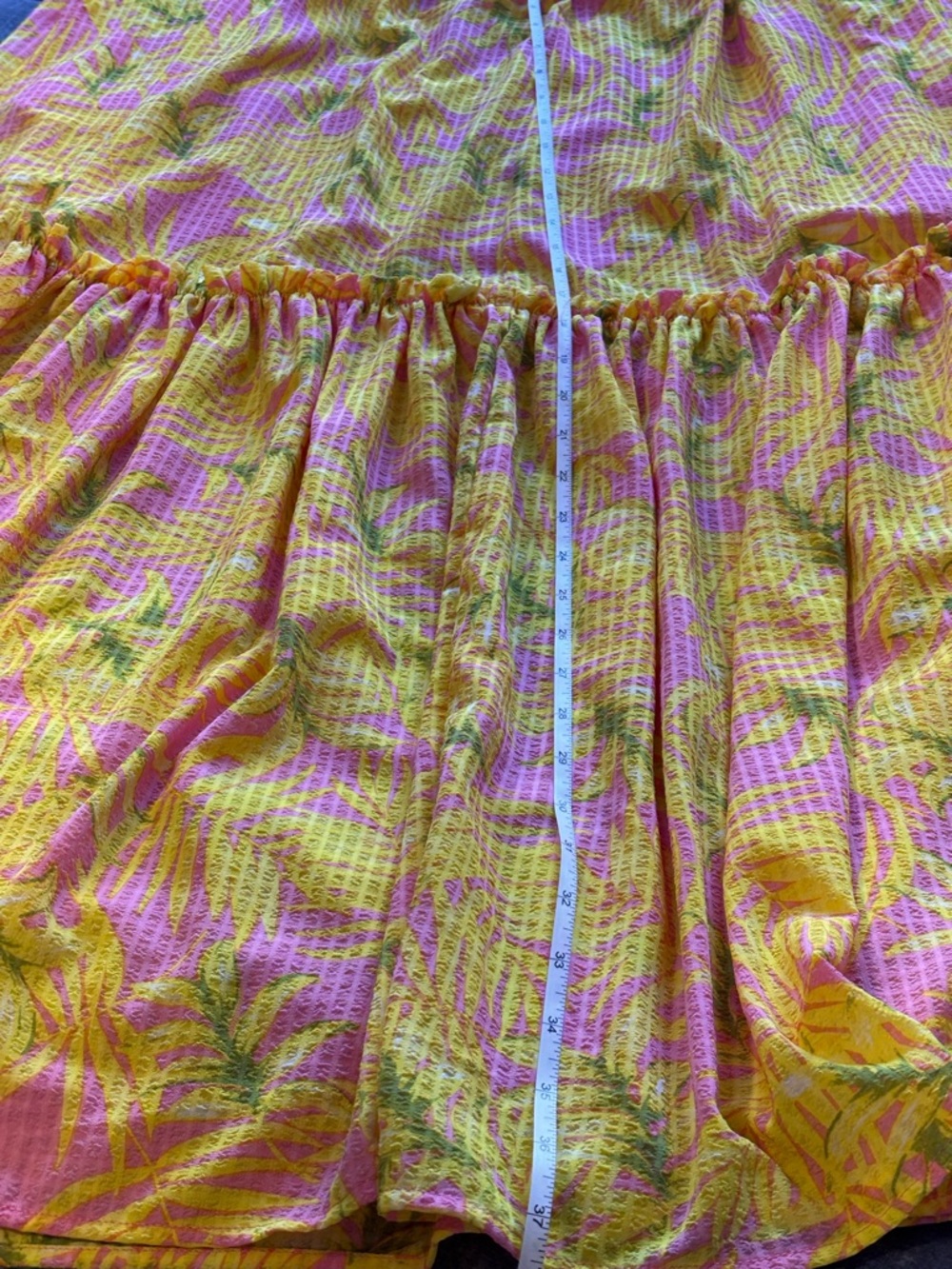 🌸 Scoop Dress Women Size Large Pink Yellow Leaf Off Shoulder Maxi - Picture 11 of 11